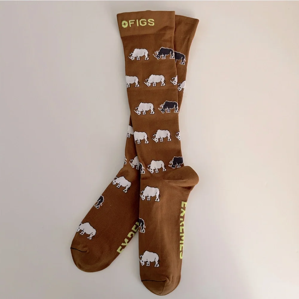 FIGS New Rhino Compression Socks EXTREMES Large Unisex Brown White Black